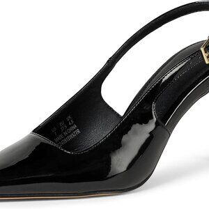 Women's Slingback Heels Faux Patent Leather Black Size 13 Comfort Buckle